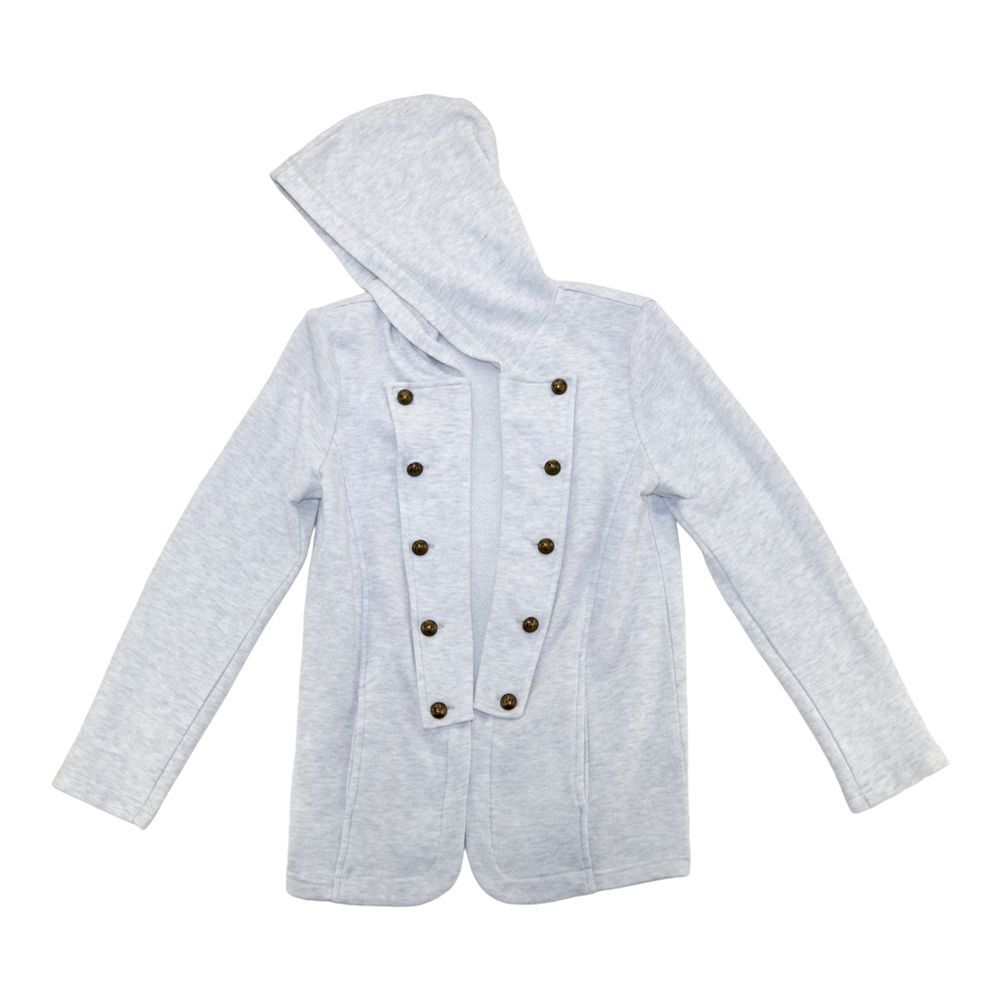 Tommy Hilfiger Womens Medium Light Gray White Cotton Knit Cardigan